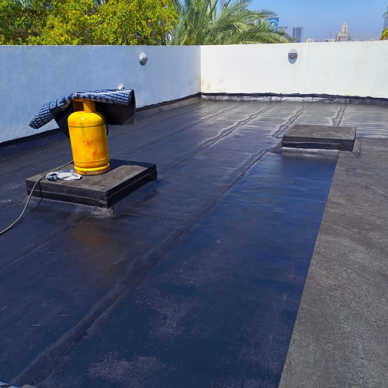 Torch applied bituminous membrane on a Dubai villa roof