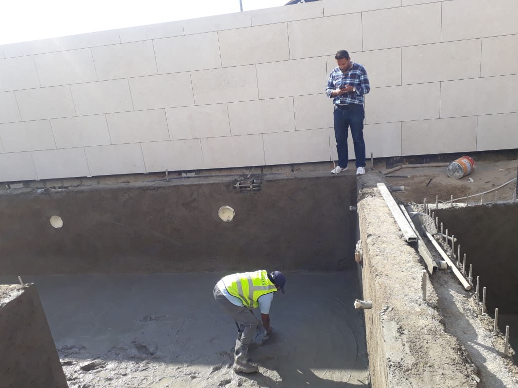 Cementitious waterproofing membrane applied in a wet area in Dubai