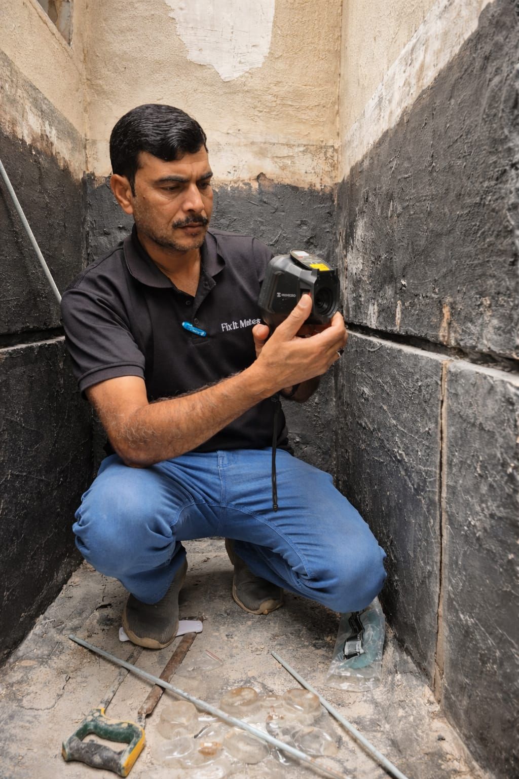 Moisture survey inside a lined water tank in Dubai